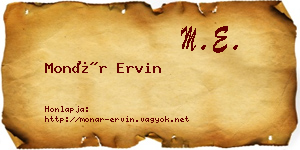 Monár Ervin névjegykártya